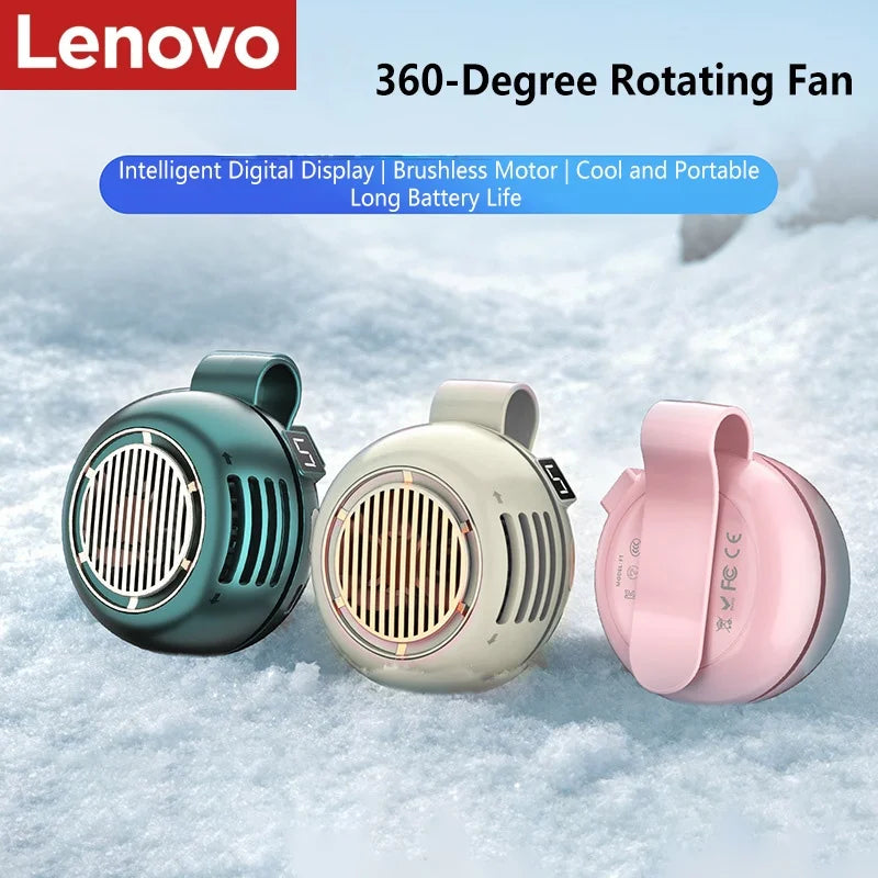 Lenovo Portable Clip Fan Mini Bladeless Handheld Air Cooler Small Strong Wind Wearable Belt Fan USB Rechargeable Cooling Fan