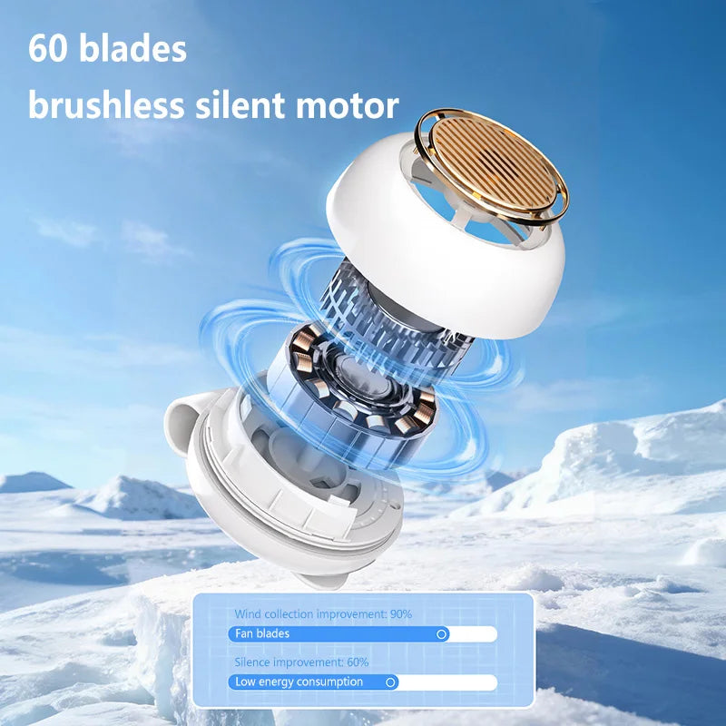 Lenovo Portable Clip Fan Mini Bladeless Handheld Air Cooler Small Strong Wind Wearable Belt Fan USB Rechargeable Cooling Fan