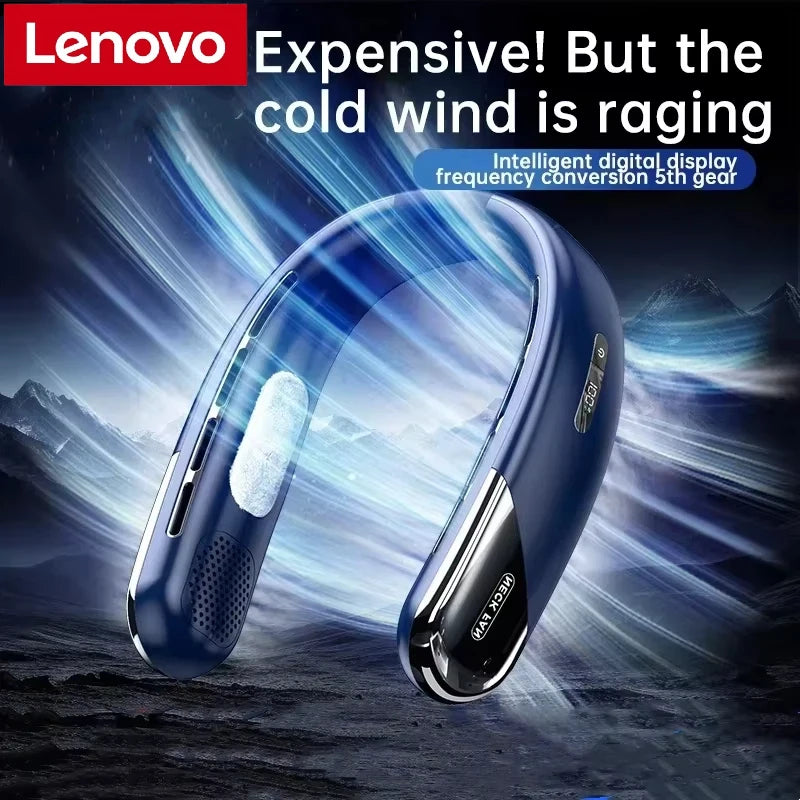 Lenovo  Portable Neck Air Conditioner 5 speed Ultra Hanging Neck Fan Rechargeable Semiconductor Refrigeration Leafless Fan 2026
